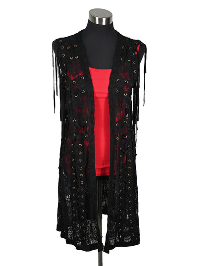 Lace-on-Lace Black Vest